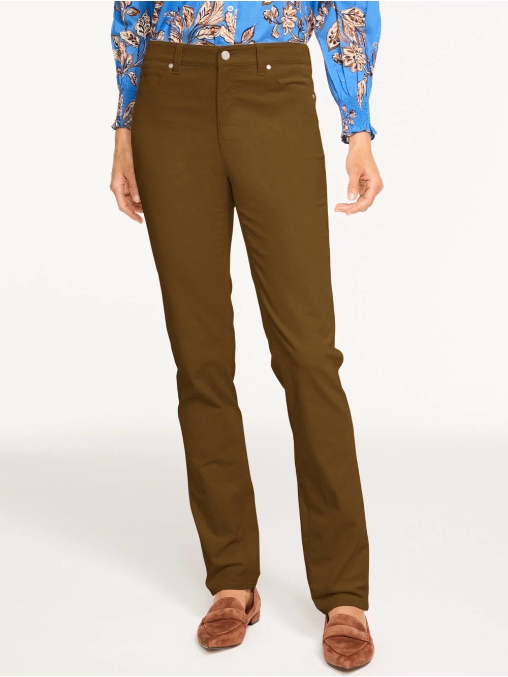 Talbots Straight-Leg  Stretch Corduroy Pants in Caramel